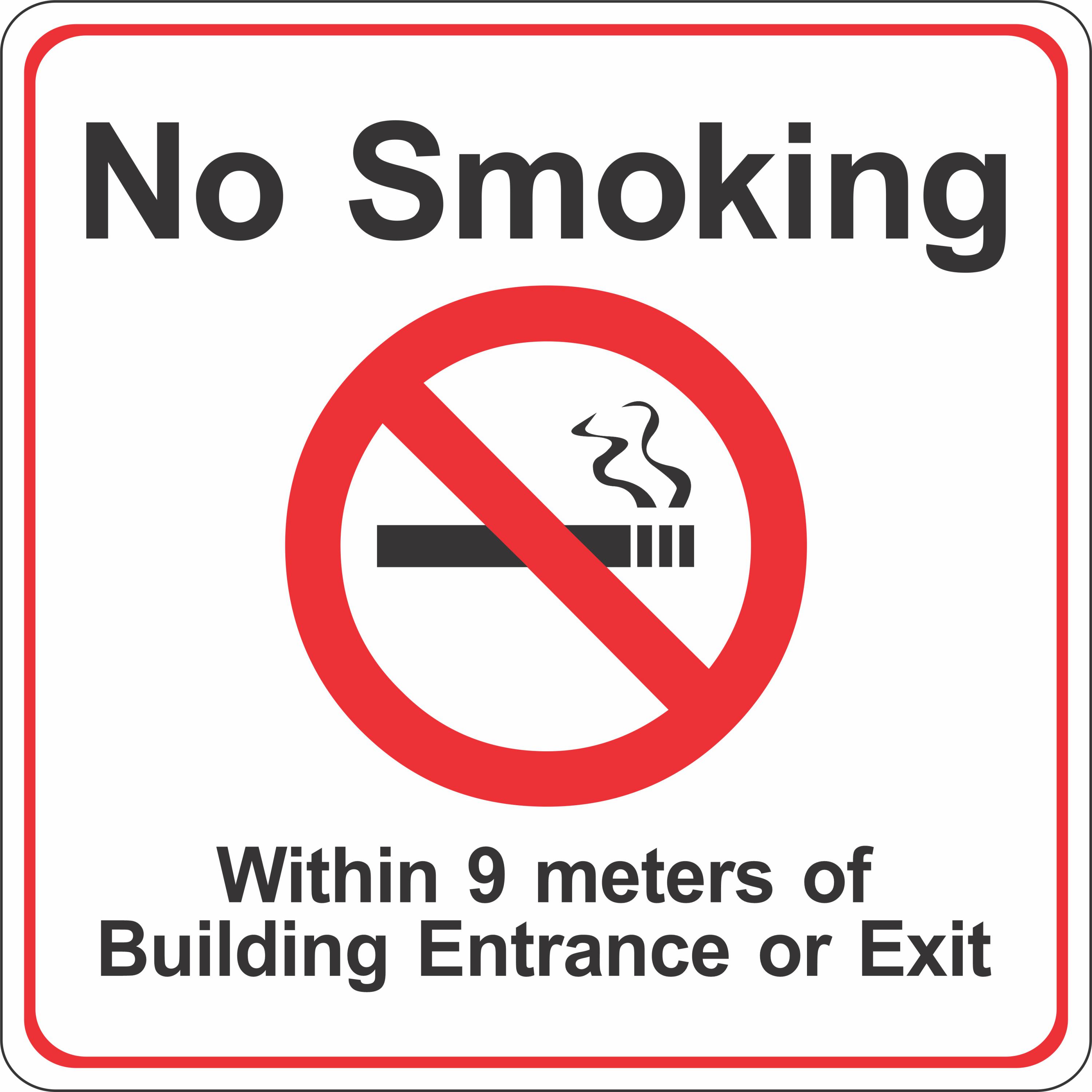 No smoking within 9M 12x12